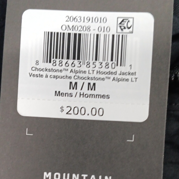 Mountain Hardwear Chockstone Men's Alpine LT Hooded Jacket - Black Size Medium - Picture 1 of 4